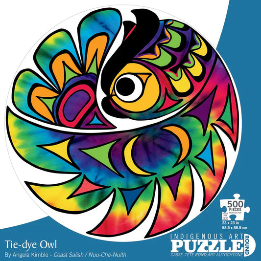 Jigsaw Puzzle Round - Tie-Dye Owl