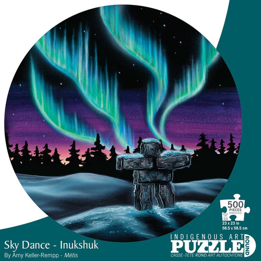 Jigsaw Puzzle Round - Skydance Inukshuk